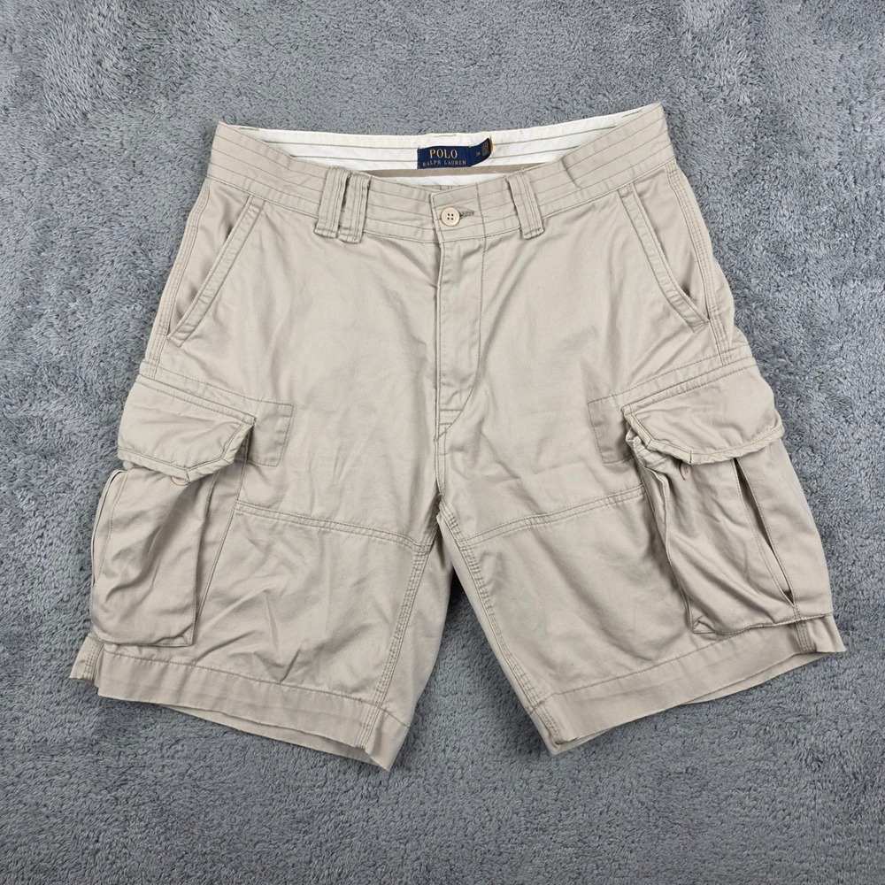 Polo Ralph Lauren Cargo Shorts Mens 34 Tan Classic Chino Cotton Utility 9 Inseam